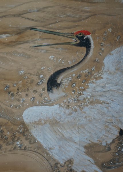 Tsuru bird among waves 1800