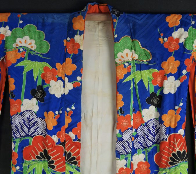 KIMONO wedding dress with vintage wedding UCHIKAKE Pink peony white crane ivory satin spring flowers silver gold OBI sash long tail ready to ship