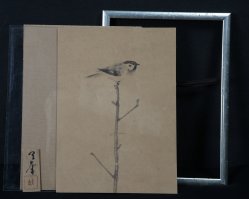 Winter sparrow Sumi-e 1880