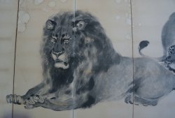 Zen lion Byobu 1900s